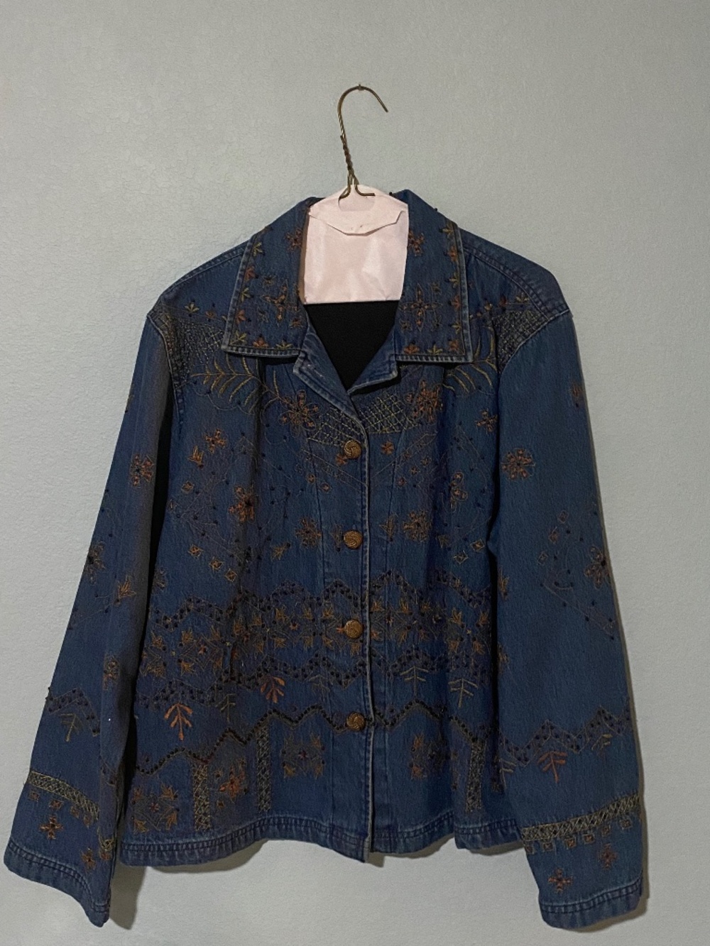 New Direction Fall Embroidered Denim Jacket Sz L